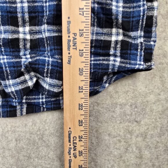 Sans Souci Women’s Sleeveless Plaid Button-Up Shirt Blue & White 100% Cotton - Picture 5 of 6